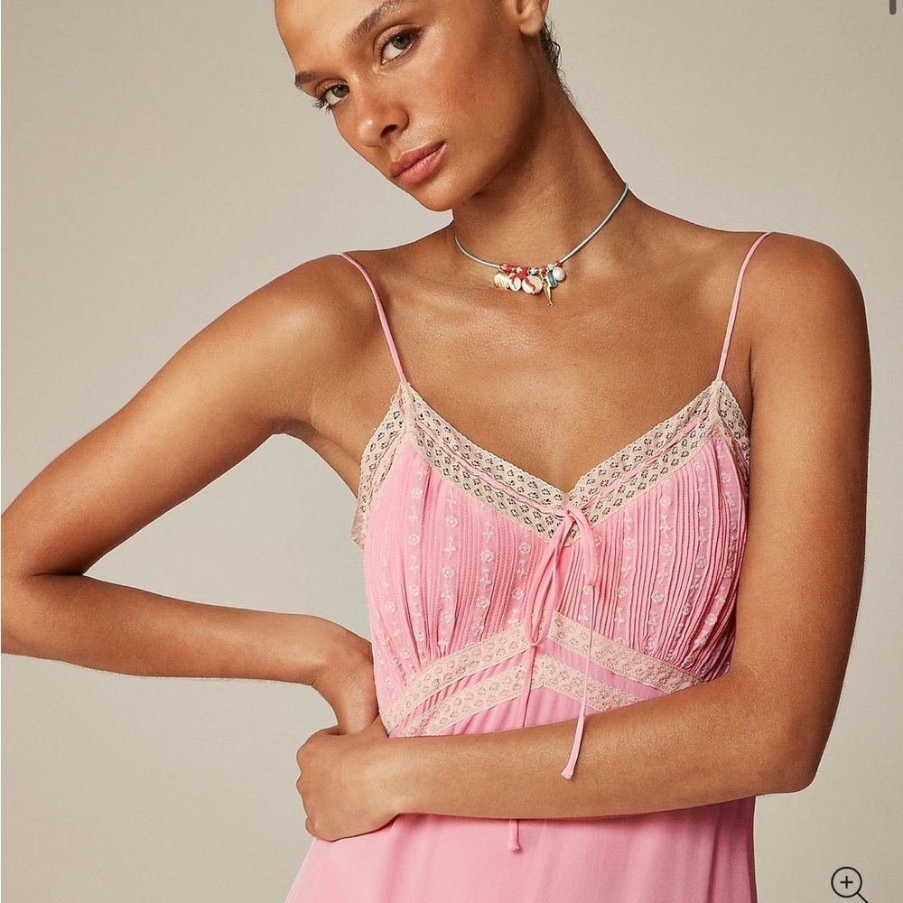 J crew Pintuck lace-trim slip dress in crepe de chine - Picture 2 of 5
